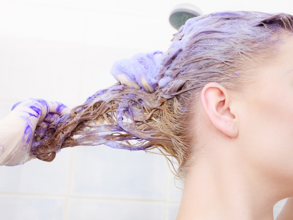 purple shampoo before regular shampoo