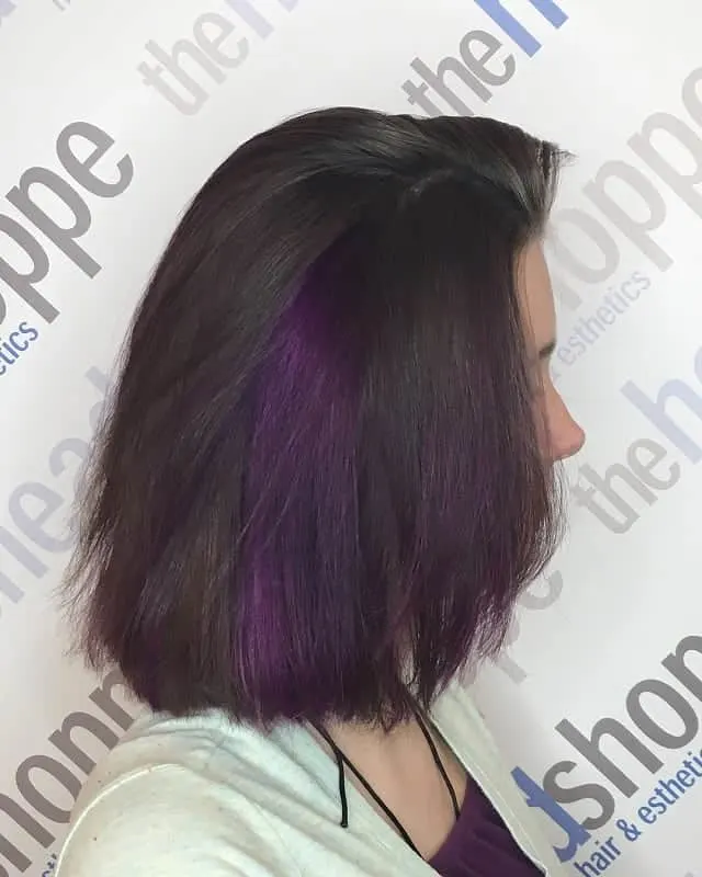 lilac hair tips on brown hair