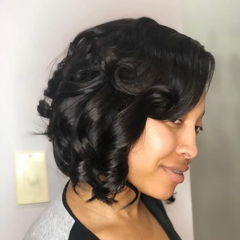 curly quick weave bob