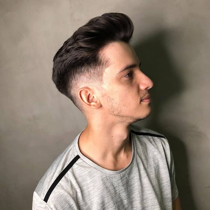 quiff haircut with low skin fade