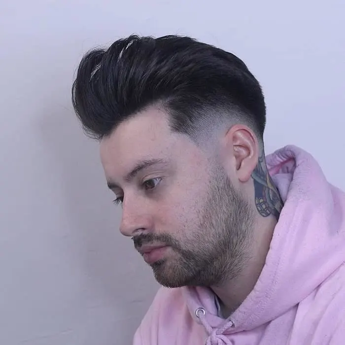 quiff hairstyle with low skin fade