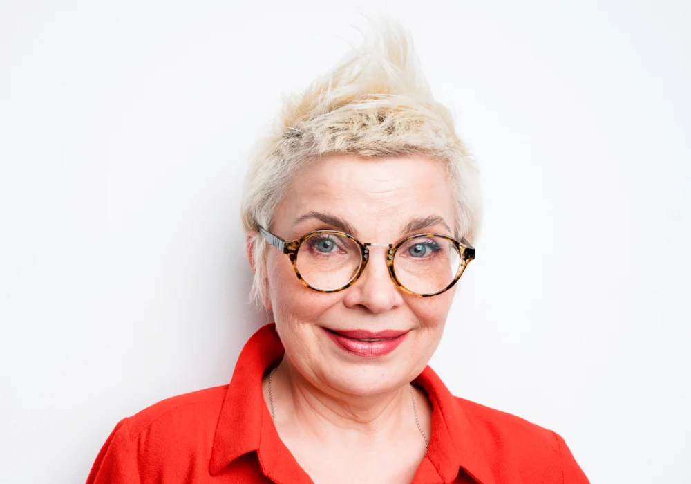 quiff pixie cut for older ladies with glasses