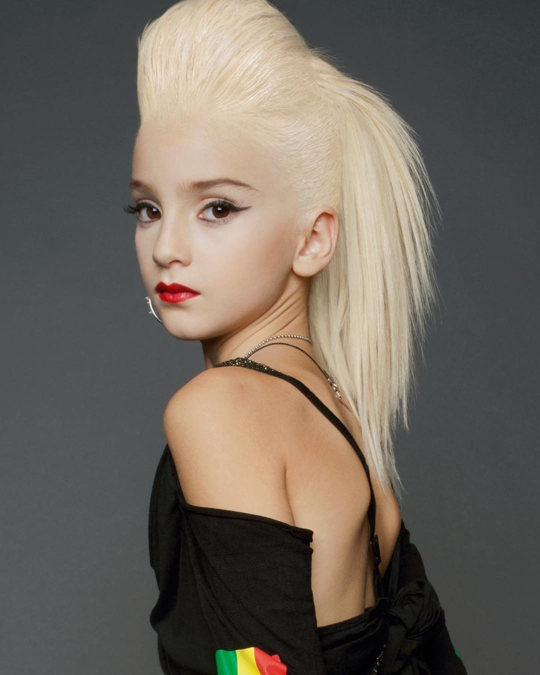 Blonde quiff ponytail rockabilly hairstyle