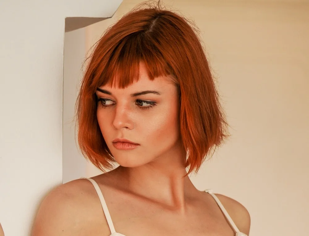 razor cut ginger bob