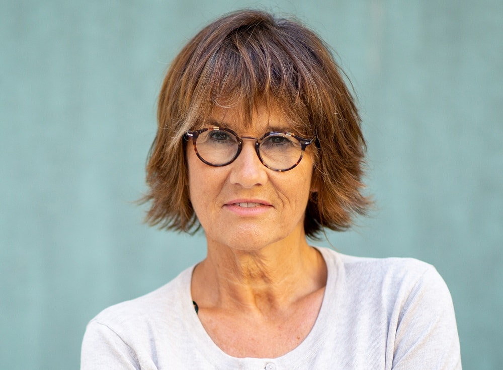 razored bob for over 60 with glasses