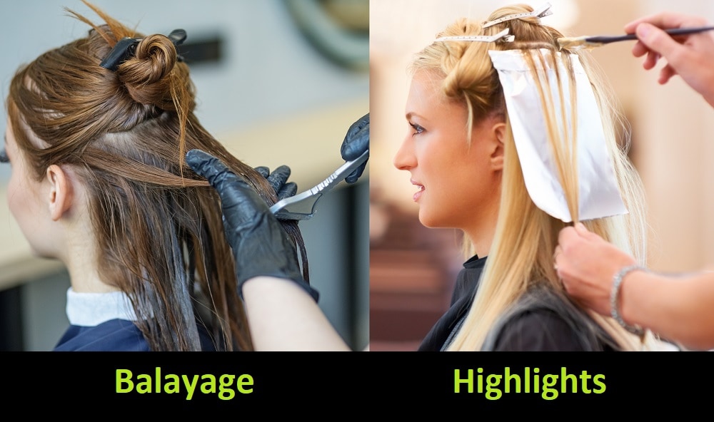 balayage technique and highlights technique
