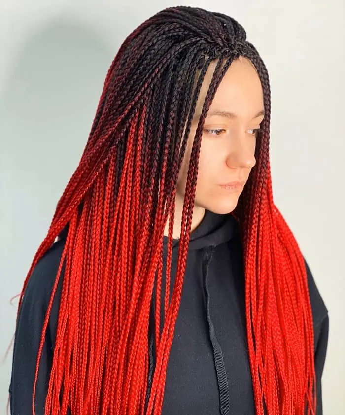 red and black box braids