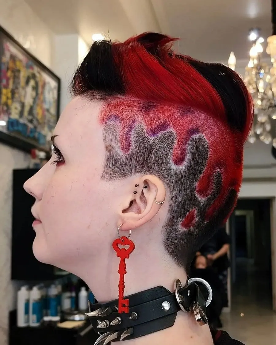 red and black hair design for women