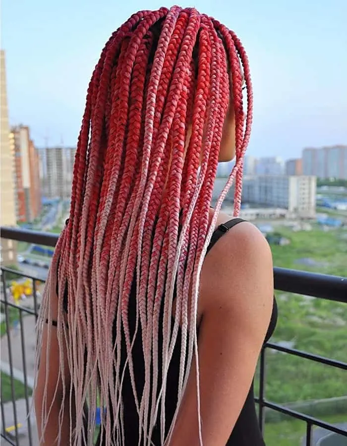 red and blonde box braids