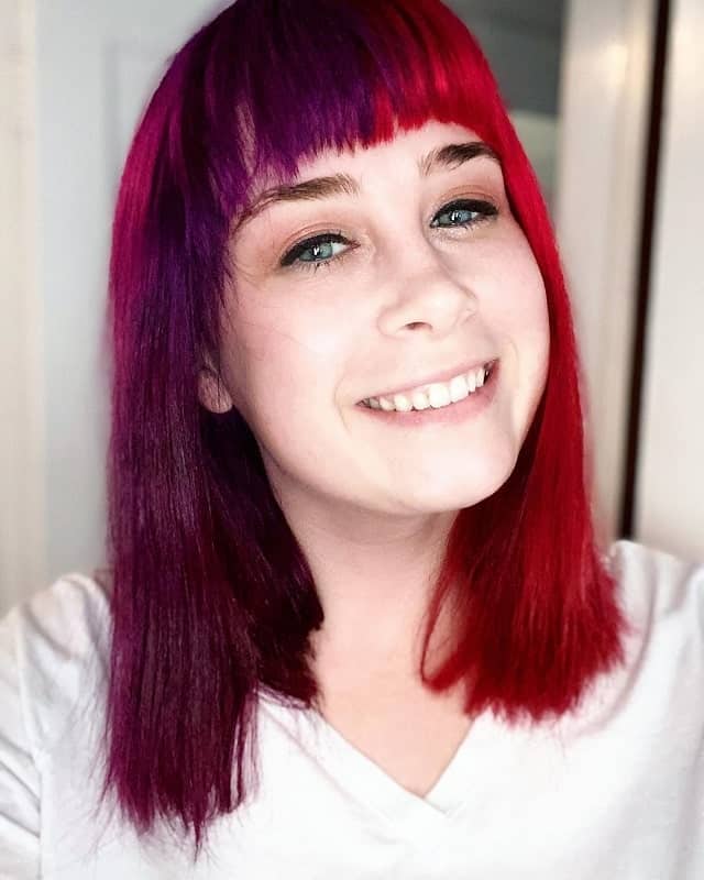  Red and Purple Hair with Bangs