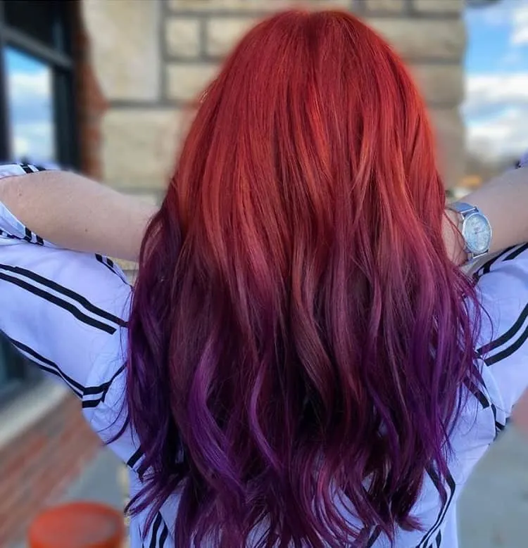 red and purple ombre hair