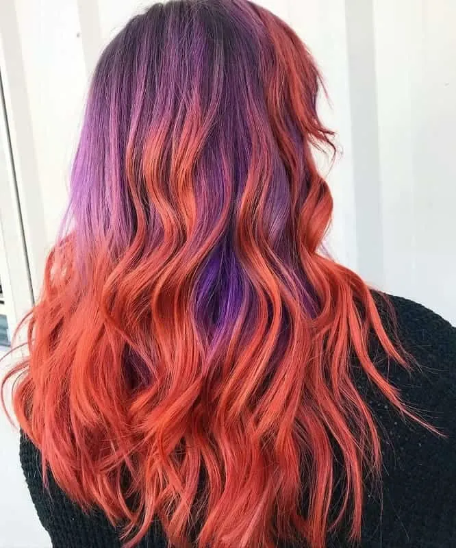Red and Purple Wavy Hair