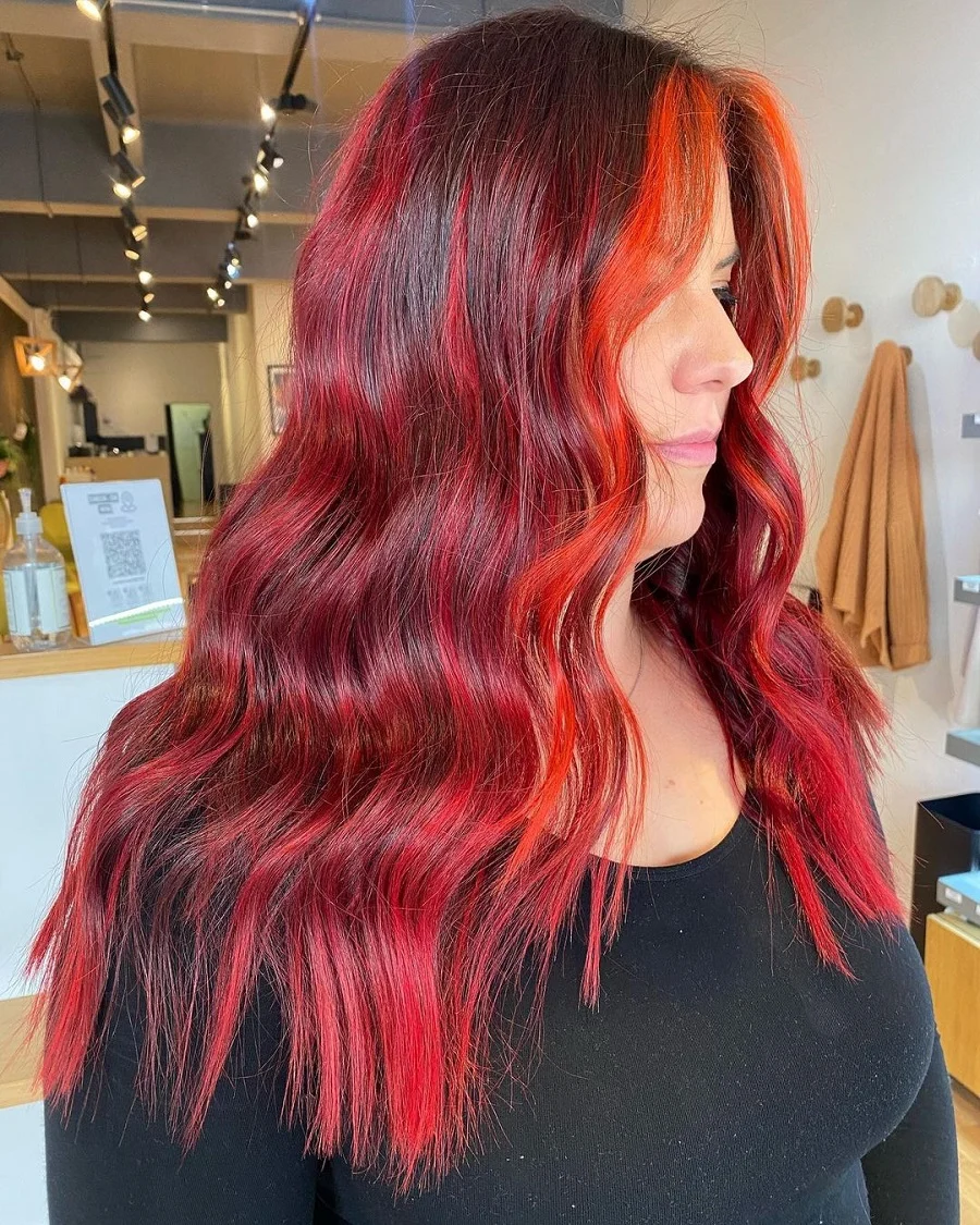 red balayage highlights