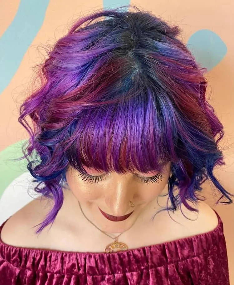 short blue and purple hair