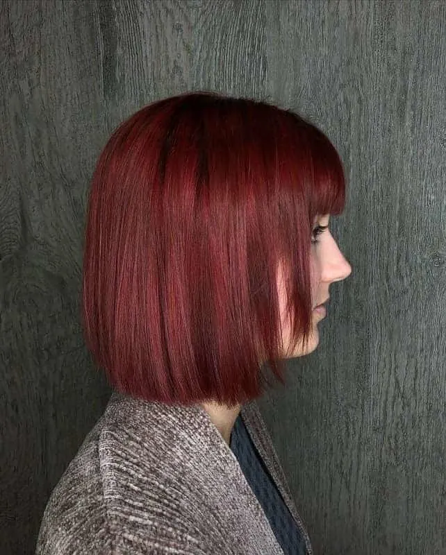 Red Blunt Cut Bob