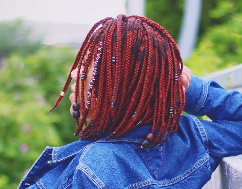 red braids with beads