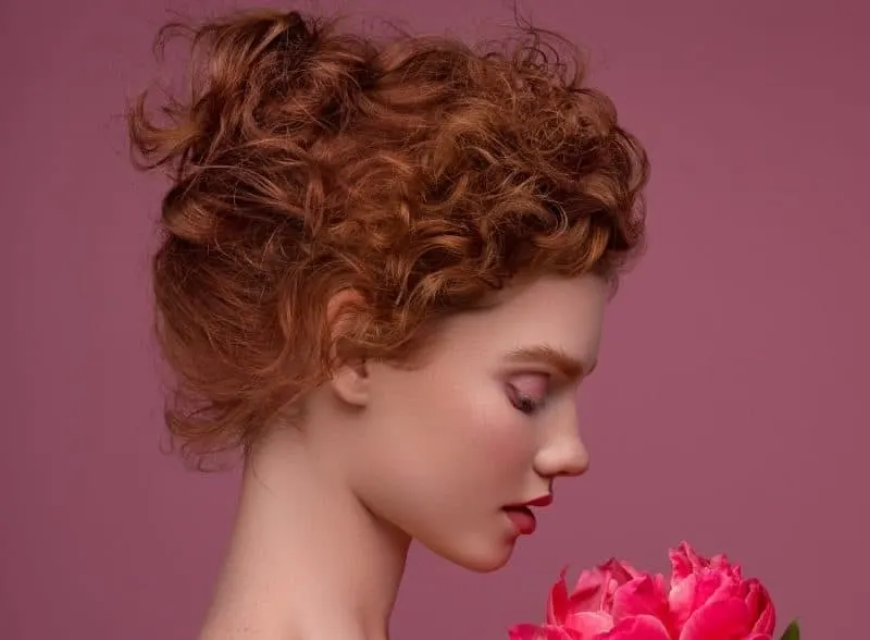 red curly hair updo