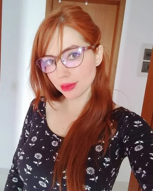 red hair brown eyes with glasses