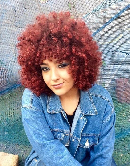 red curly hair for women with brown eyes