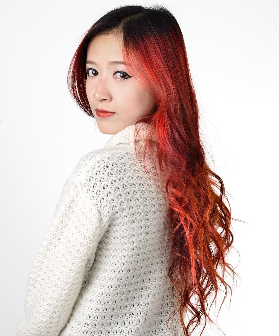 red hair color for Asian women