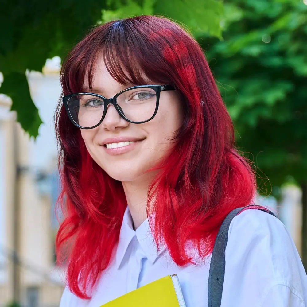 red hair for women with blue eyes and glasses