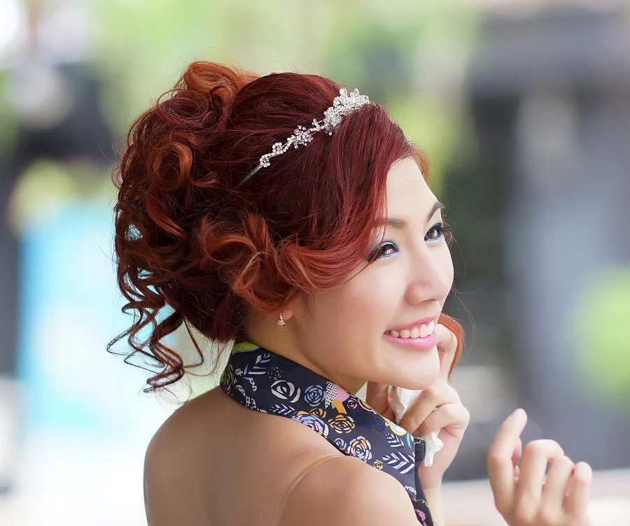 red hair updo for asian women