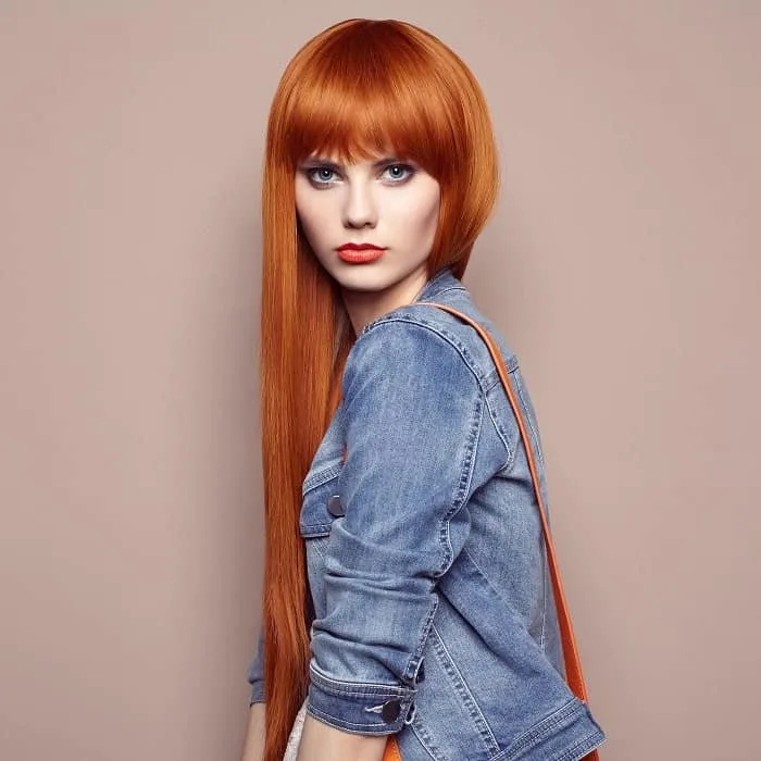 red hair with bangs