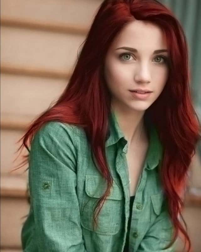 red hair with green eyes