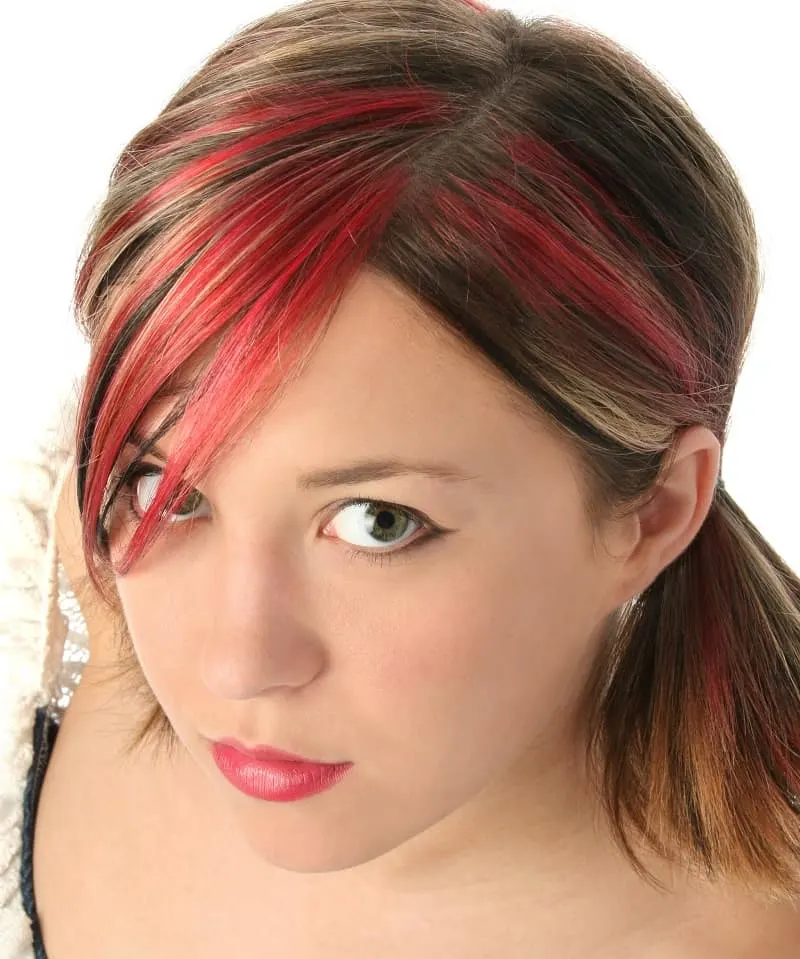 red highlights on straight brown hair