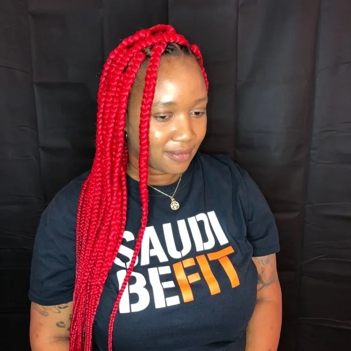 Red Jumbo Box Braids