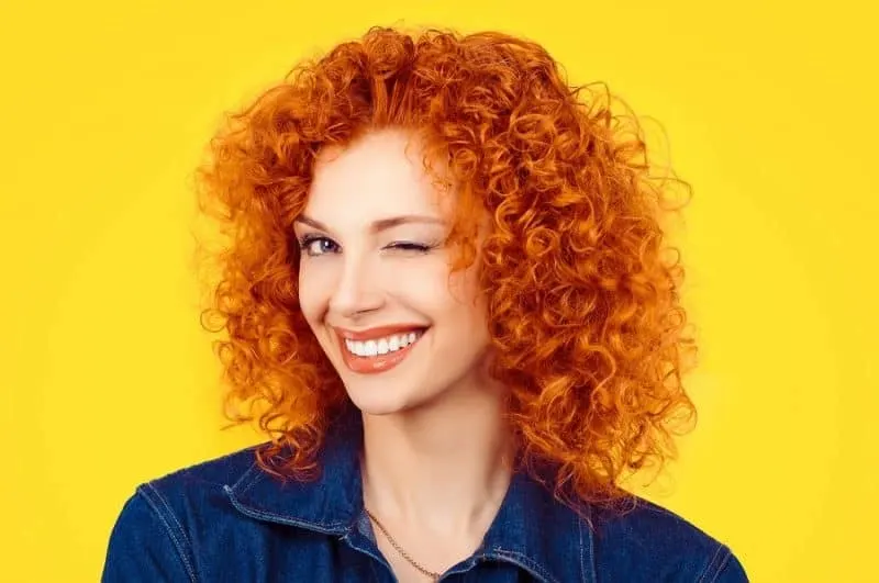 red medium length curly hair