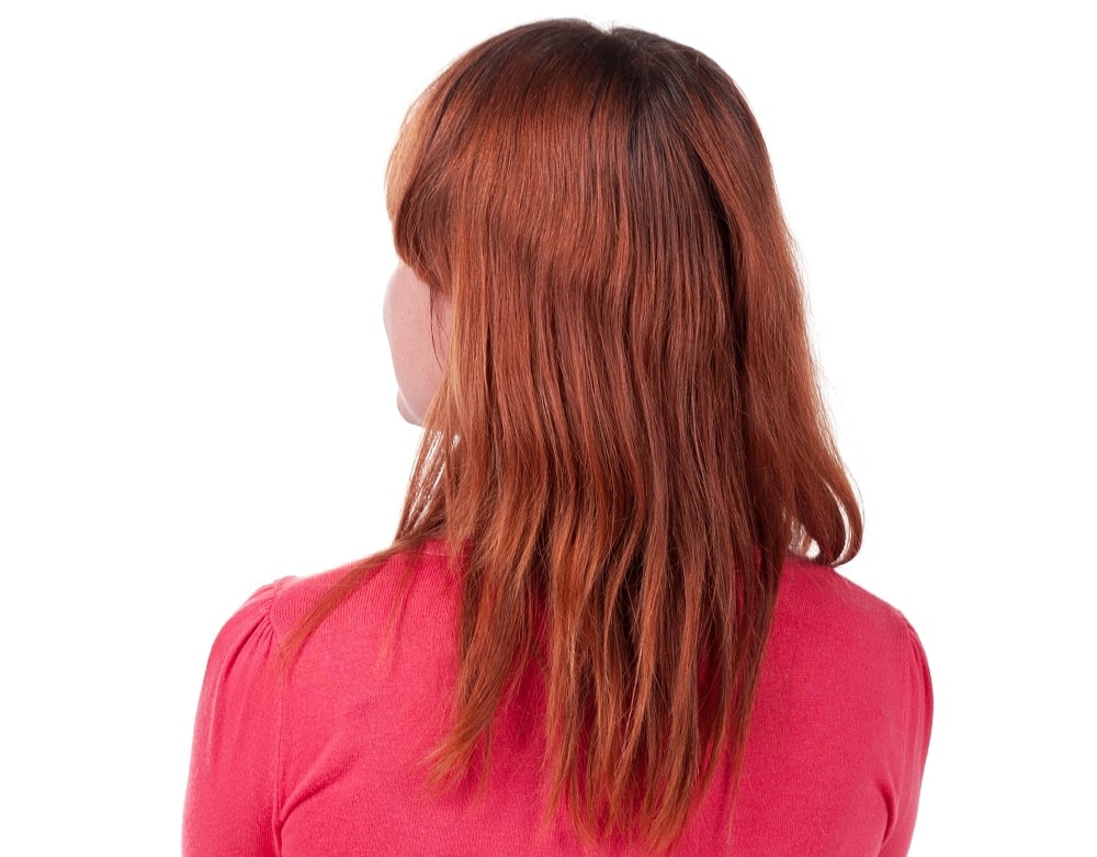 red medium straight u-shaped haircut
