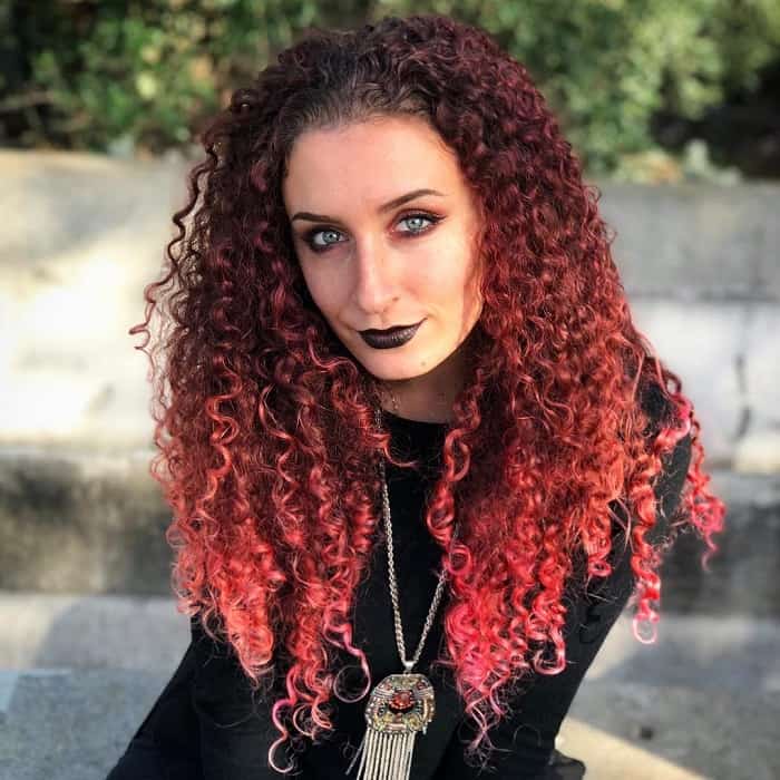 red ombre curly hair
