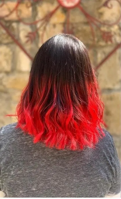 women with black to red ombre hair