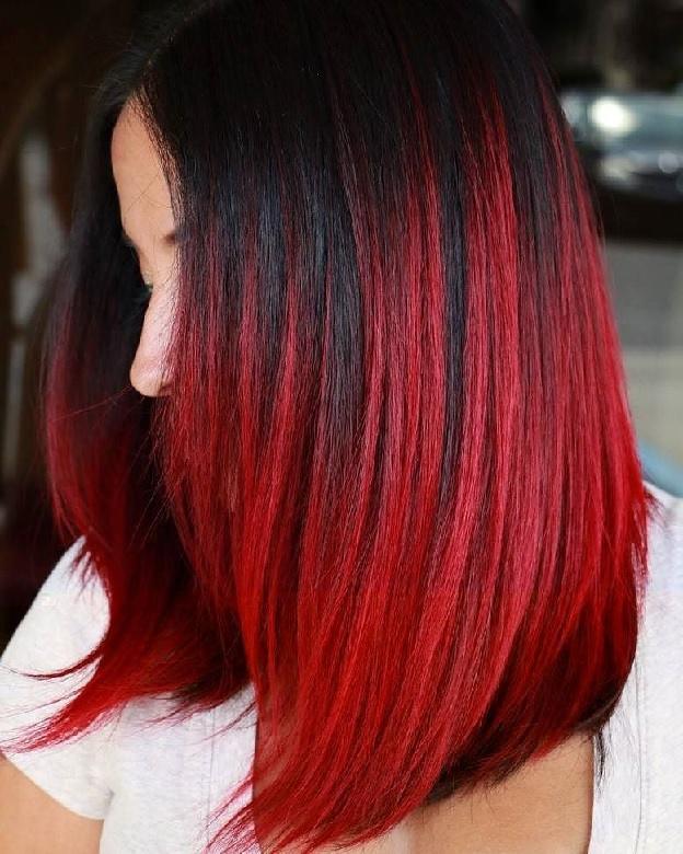 red ombre on black hair