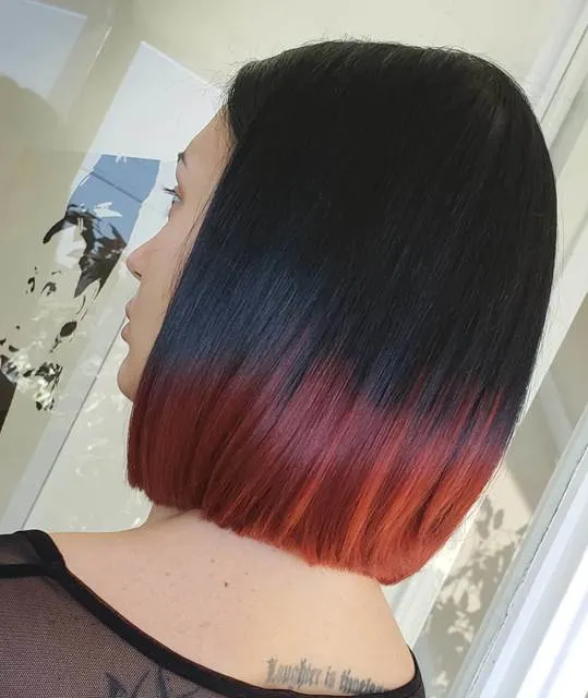  Red Ombre on Short black Hair