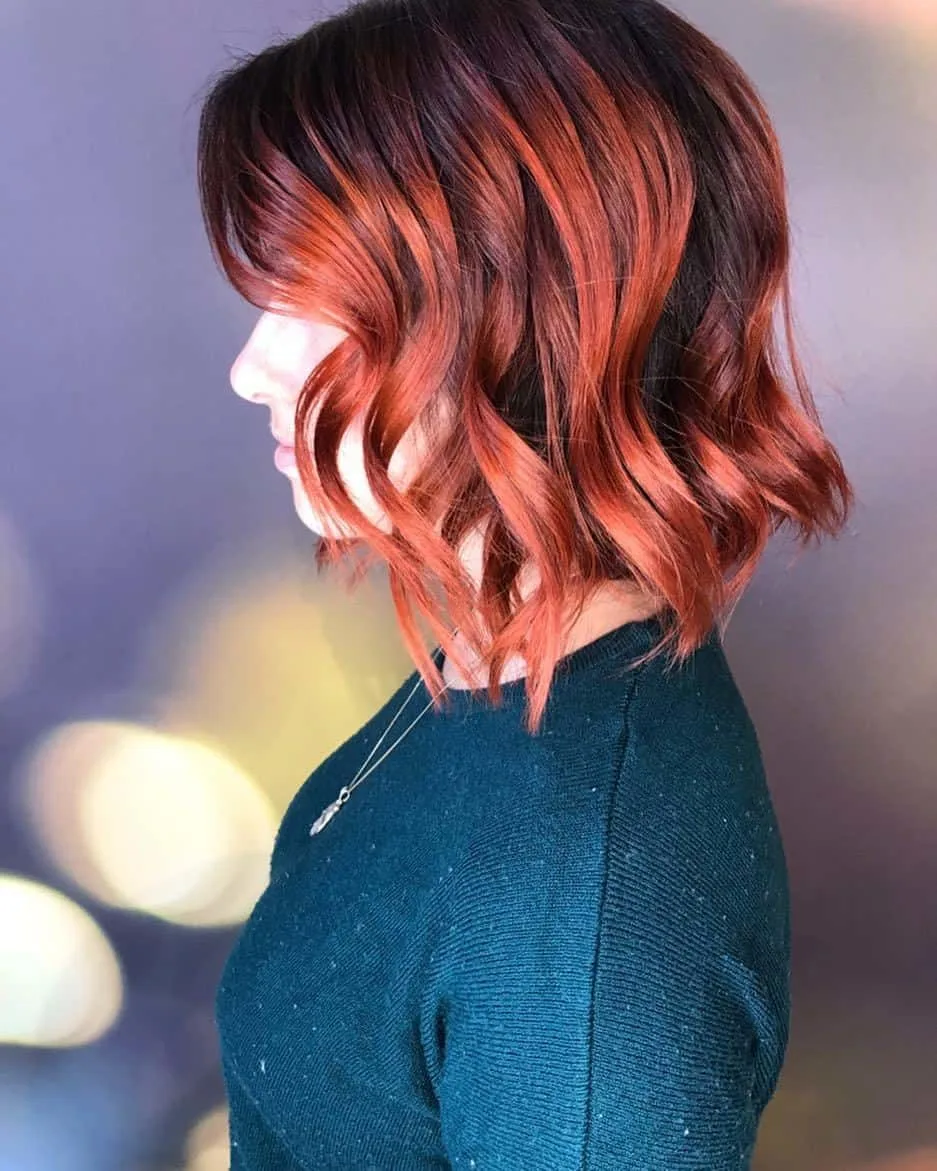 orange red curly short hair