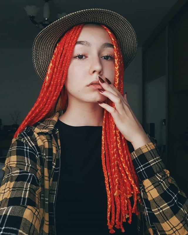 red orange box braids