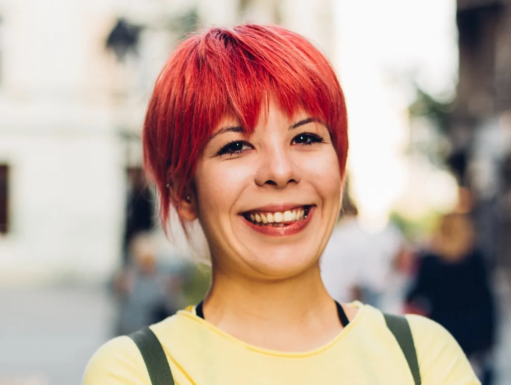 red pixie cut for thick hair