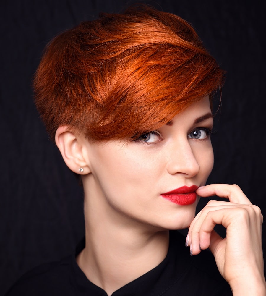 Red pixie cut for women with square faces