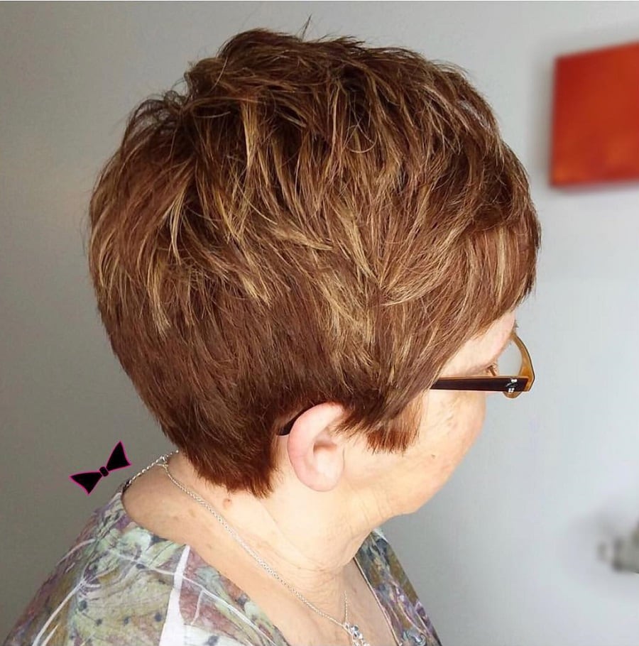red pixie with blonde highlights