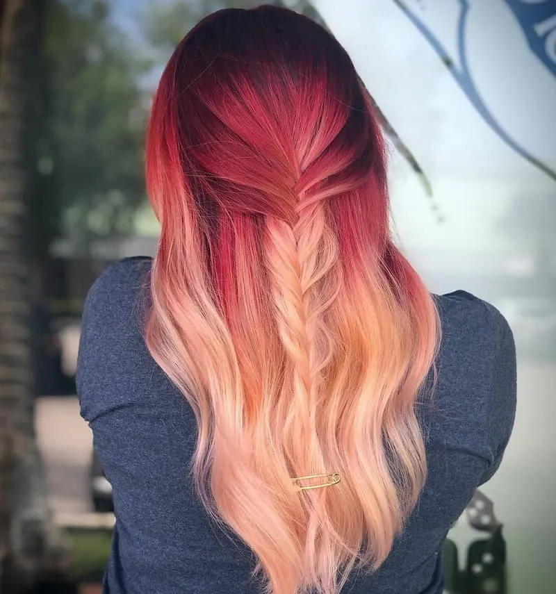 red and blonde ombre hair