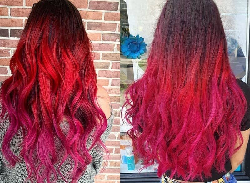 Red To Pink Ombre Hair