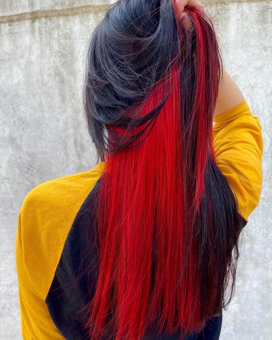 red underneath hair color