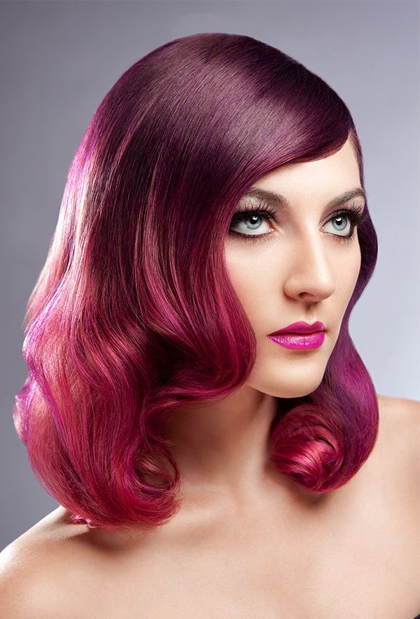 Rainbow red violet hair