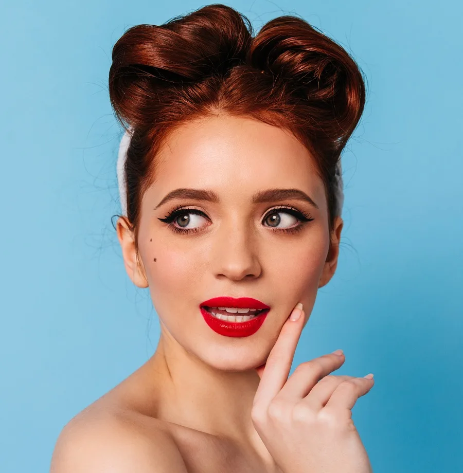 reddish brown updo