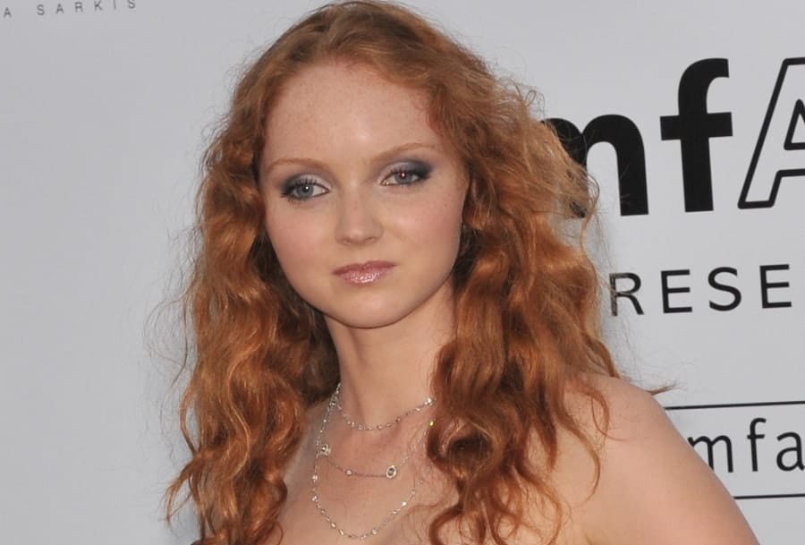 redhead celebrity with ginger red curly hair-Lily Cole