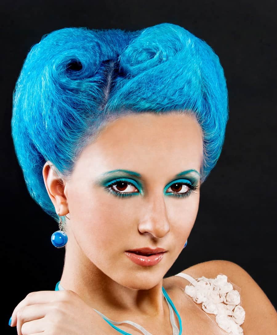 retro blue hairstyle
