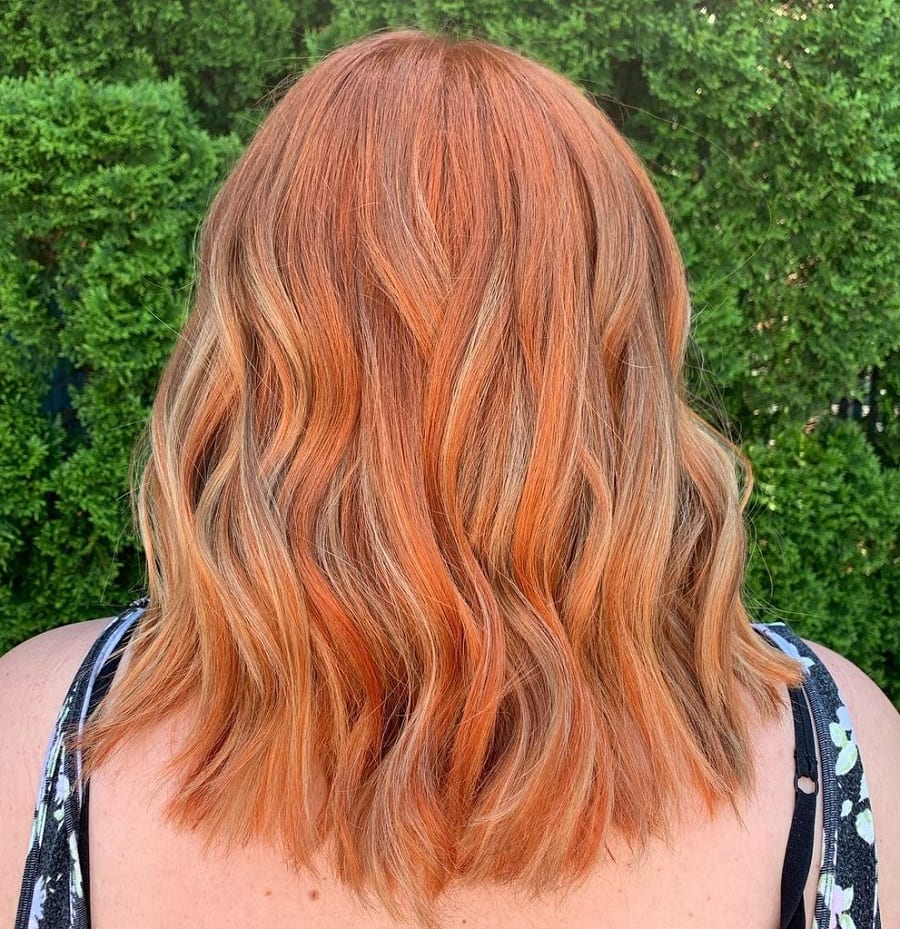 Inverted copper balayage hairstyle