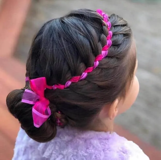 Crown Braid with A Ribbon